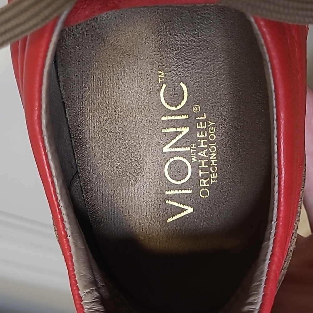 Vionic Red Sneakers with Brown Accents - Picture 7 of 8